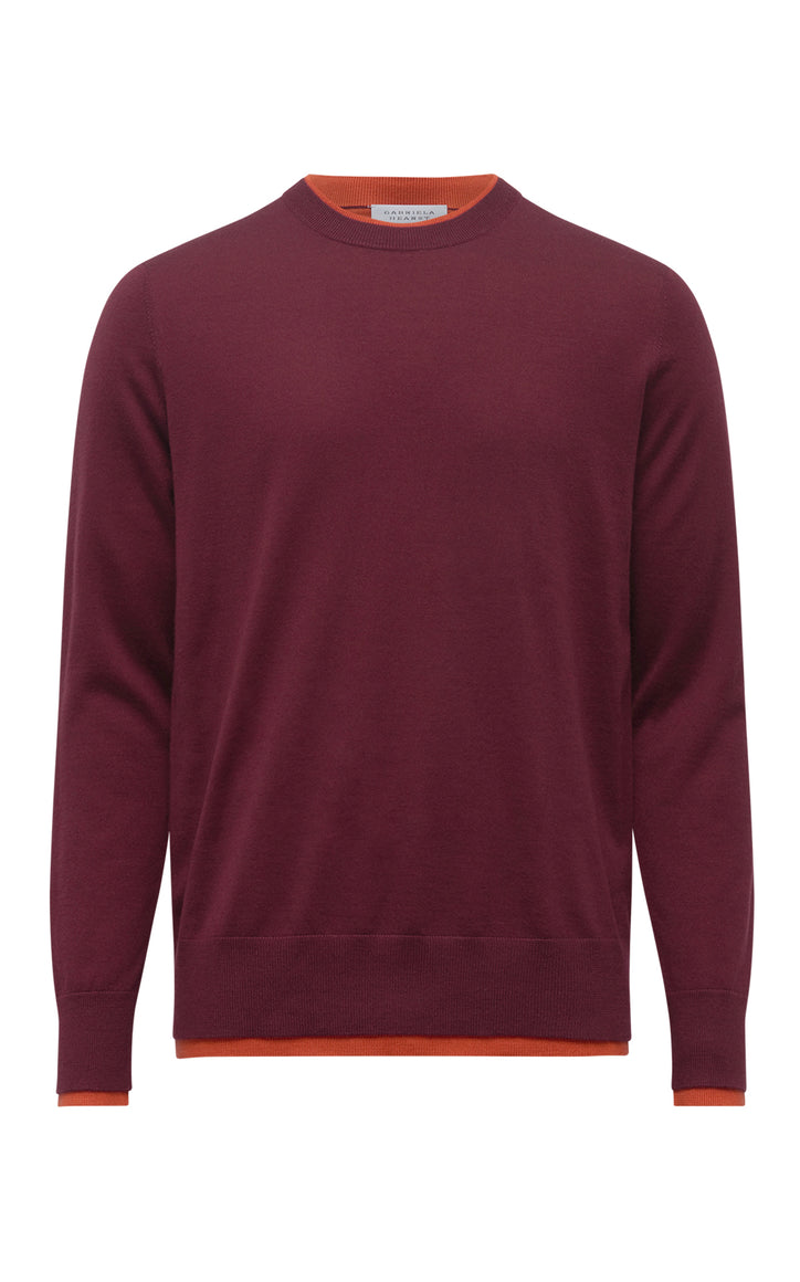 Wells Knit Sweater in Bordeaux & Spice Cashmere Silk