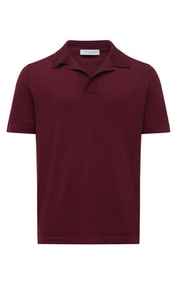 Stendhal Knit Short Sleeve Polo in Bordeaux Cashmere Silk