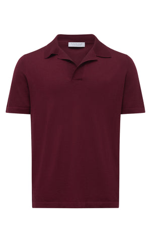 Stendhal Knit Short Sleeve Polo in Bordeaux Cashmere Silk