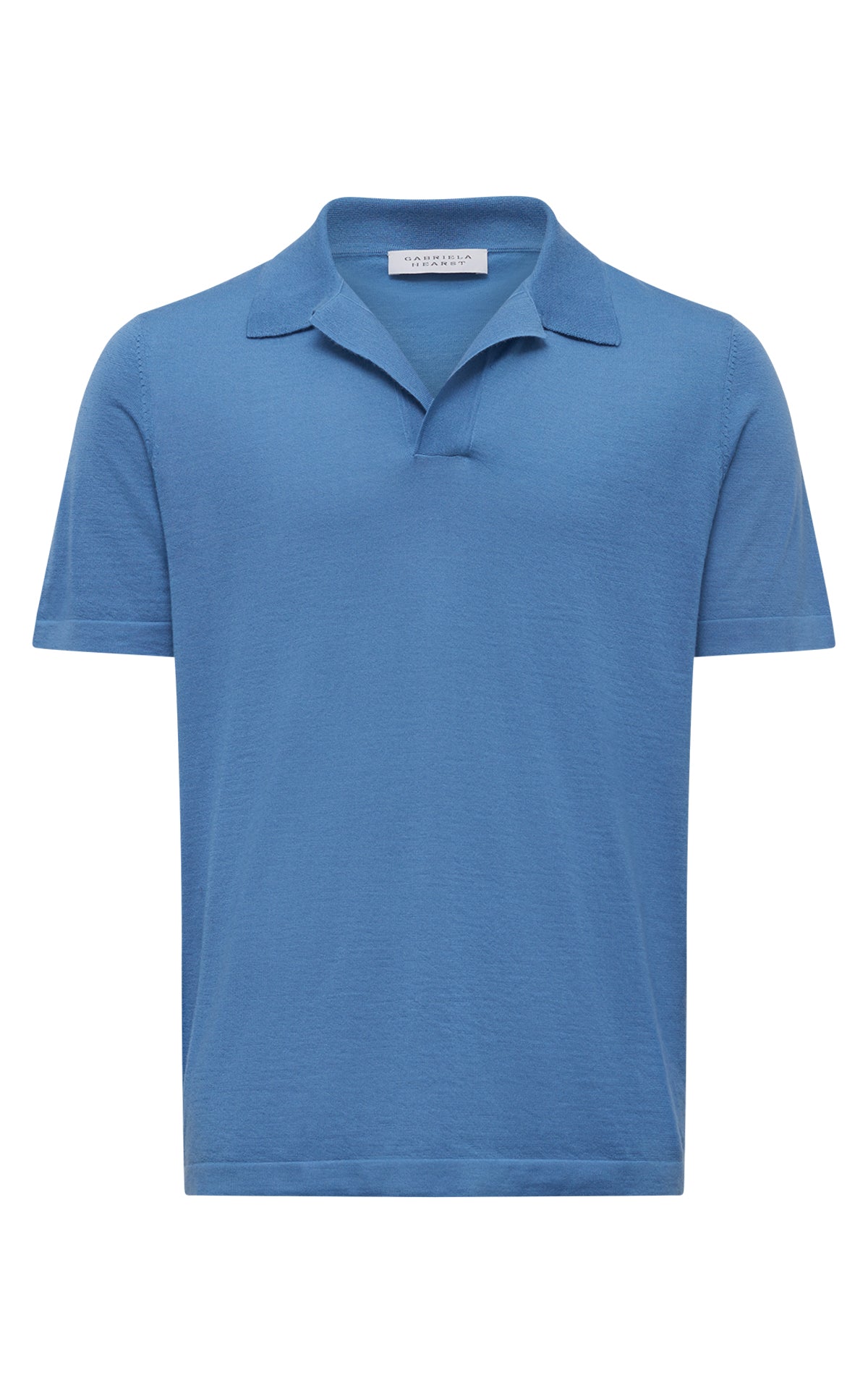 Stendhal Knit Short Sleeve Polo in Sky Cashmere