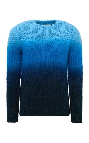 Aion Knit Sweater in Deep Dye Sky Blue Welfat Cashmere