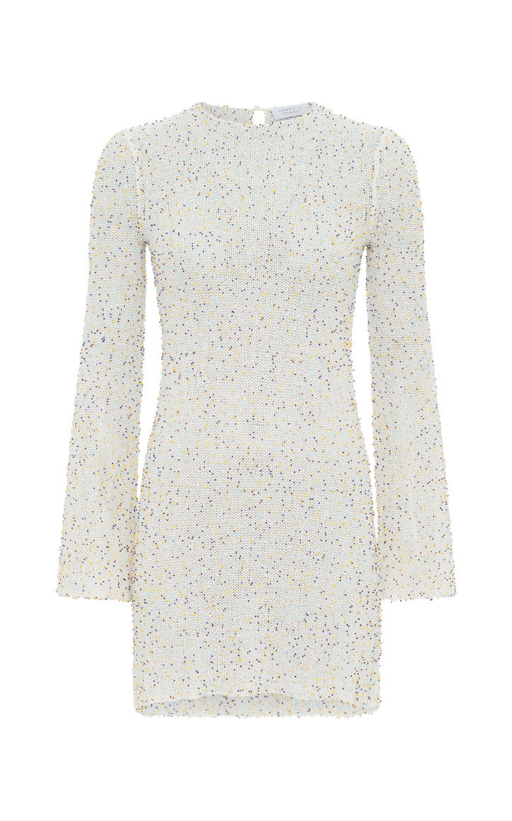 Hetty Knit Mini Dress in Ivory Multi Beaded Cashmere