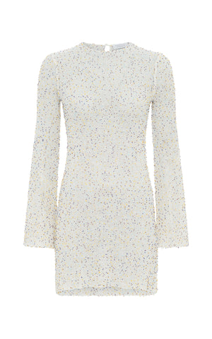 Hetty Knit Mini Dress in Ivory Multi Beaded Cashmere