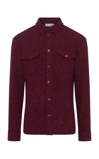 Bordeaux Speckled Cashmere Lucas Overshirt - Flat Lay | Gabriela Hearst