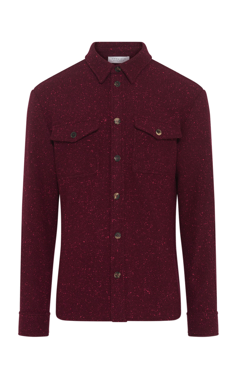 Bordeaux Speckled Cashmere Lucas Overshirt - Flat Lay | Gabriela Hearst