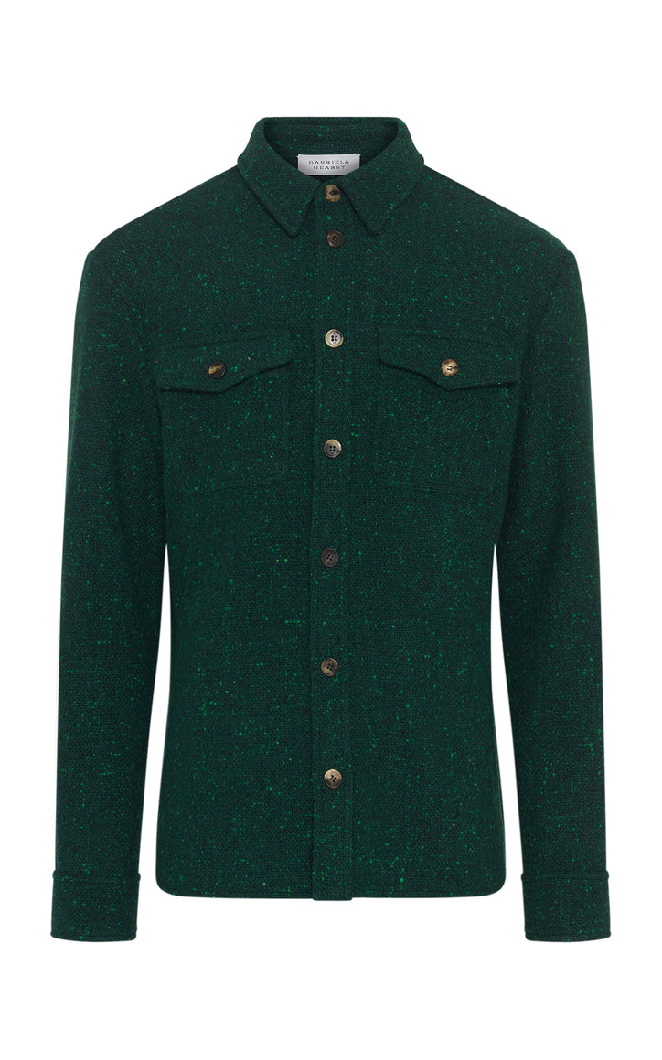 Lucas Overshirt in English Green Speckled Cashmere