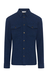 Lucas Overshirt in Electric Navy Speckled Cashmere