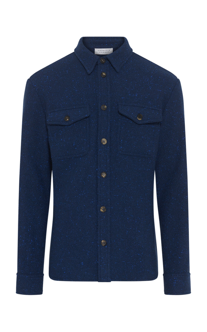 Lucas Overshirt in Electric Navy Speckled Cashmere