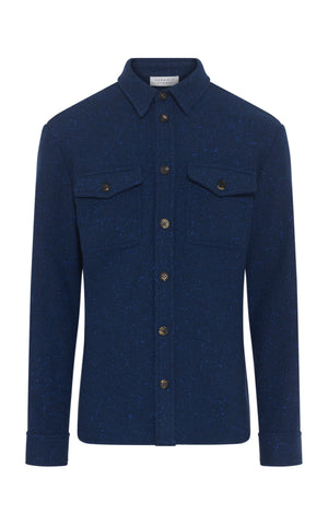 Lucas Overshirt in Electric Navy Speckled Cashmere