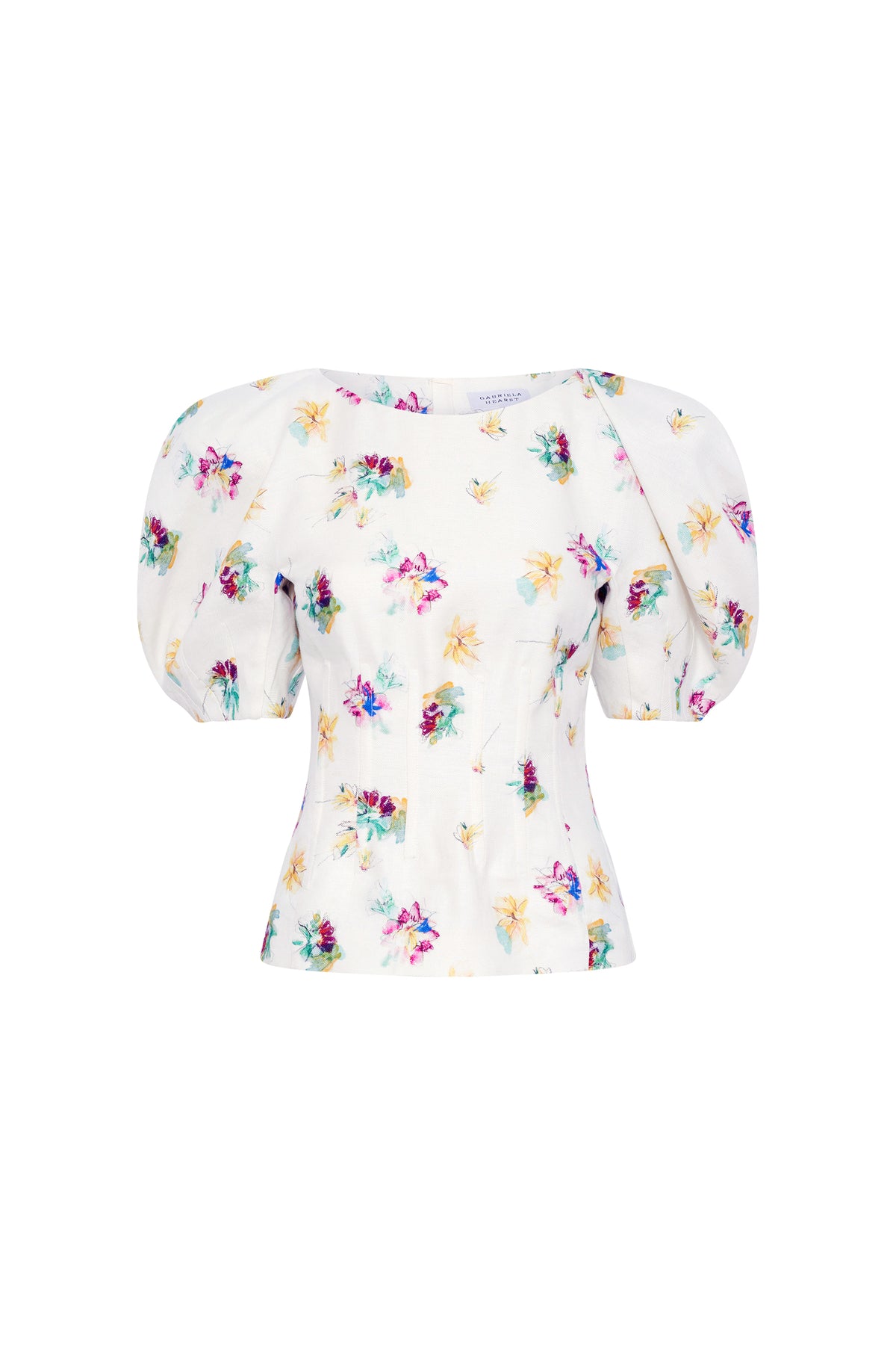 Ayelet Top in Ivory Mia's Flowers Printed Linen Twill