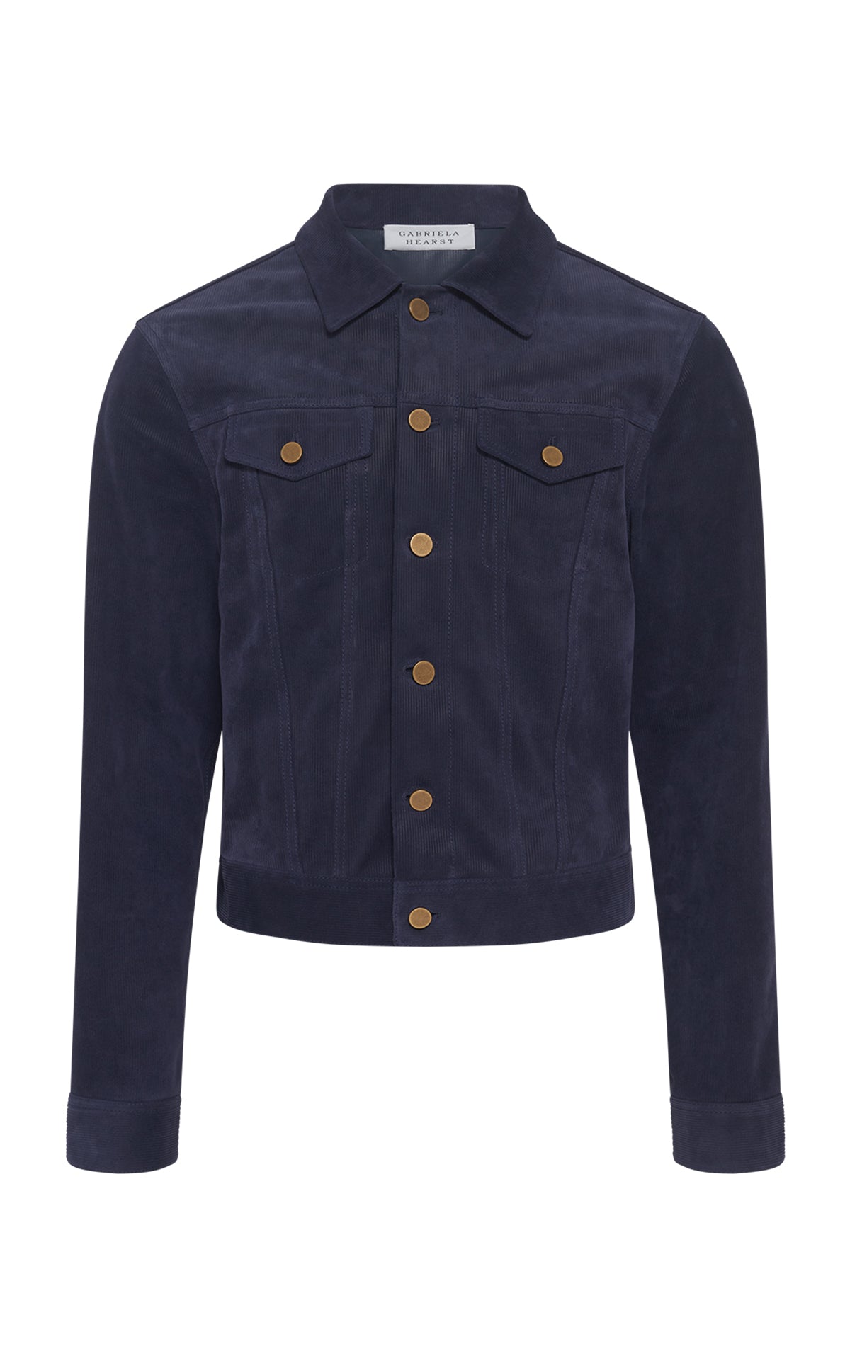 Barry Trucker Jacket in Electric Navy Suede Corduroy