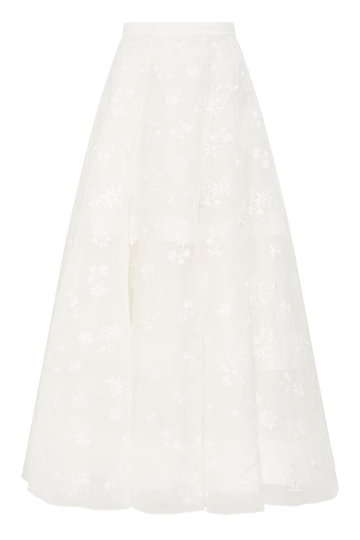 Sonya Mia's Flowers Maxi Skirt in Ivory Embroidered Silk Organza