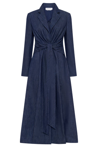 Yunara Knotted Maxi Dress in Recycled Cotton Denim