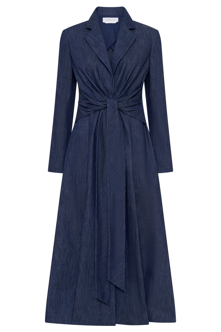 Yunara Knotted Maxi Dress in Recycled Cotton Denim