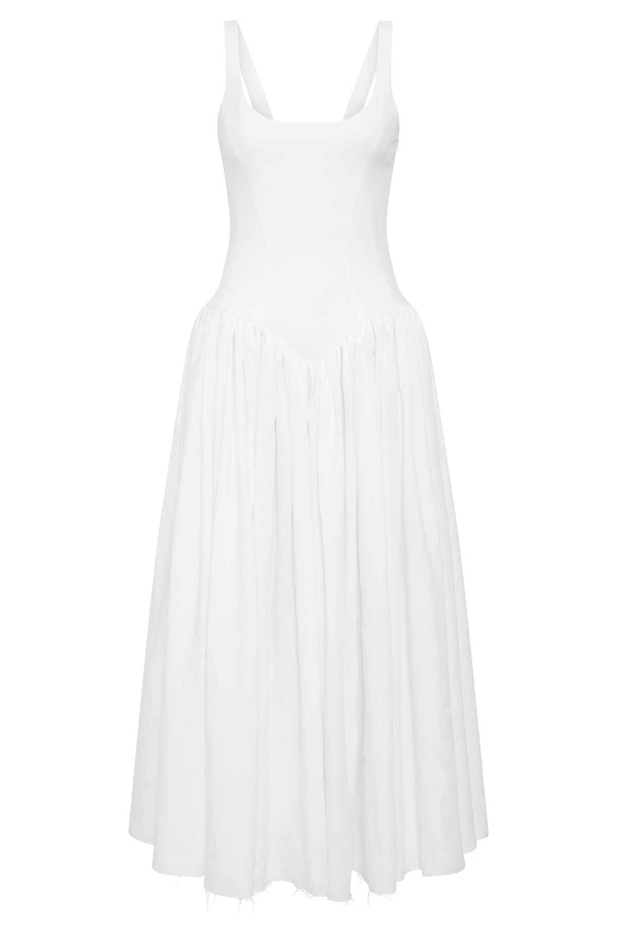 Naia Dress in White Aloe Linen