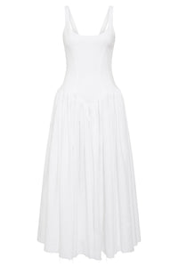Naia Dress in White Aloe Linen