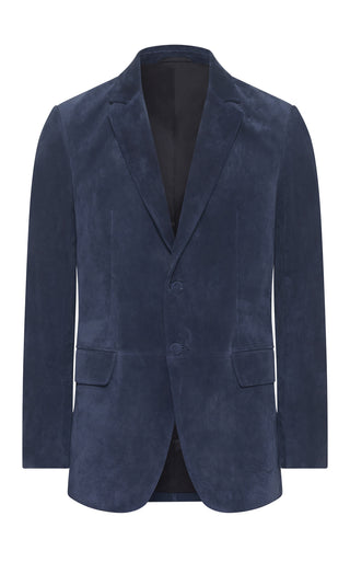 Electric Navy Suede Corduroy Irving Jacket - Front View | Gabriela Hearst