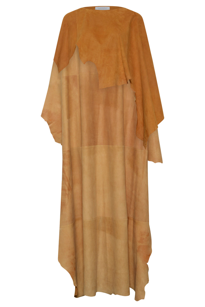 Cashew Suede Calian Raw Cut Cape - Flat Lay | Gabriela Hearst