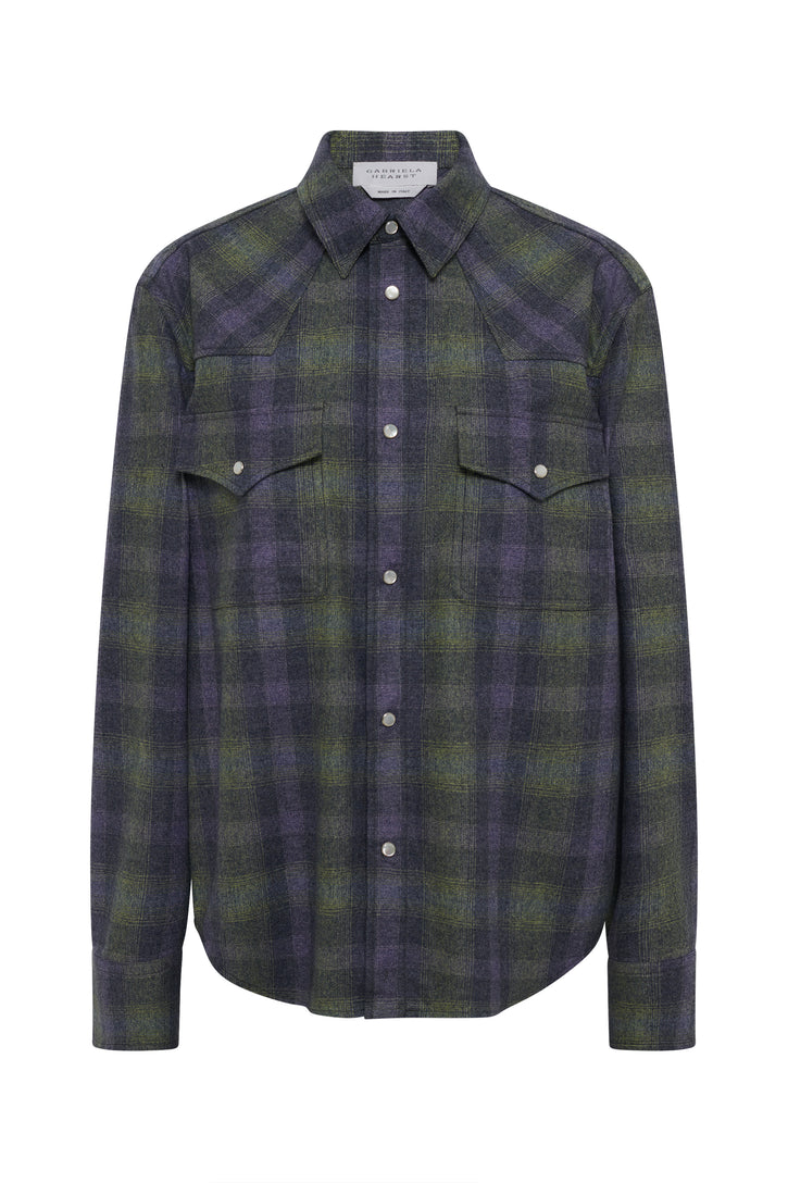 Dixon Western Shirt in Citrine Multi Wool Cashmere
