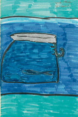 Blue Water Multi Hand-drawn Sketch Print - Artistic Illustration Detail | Gabriela Hearst