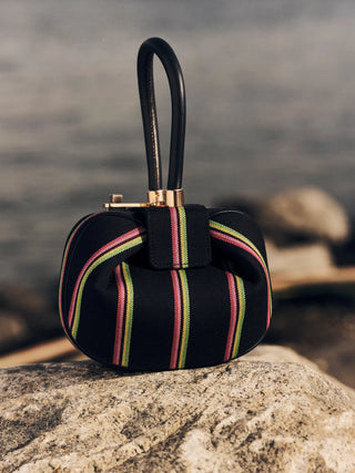 Navy Striped Demi Bag Wool Handbag - Natural Setting Stone Surface | Gabriela Hearst