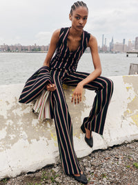 Jones Pant in Navy Multi Striped Wool