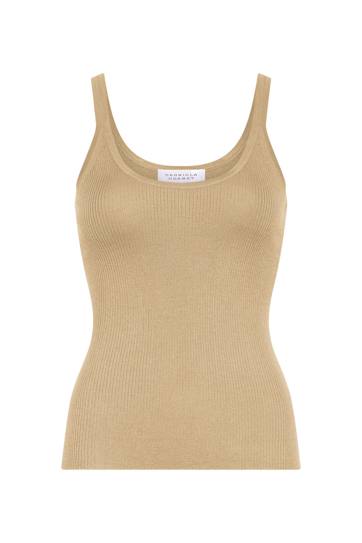 Cinxia Knit Tank Top in Hay Cashmere Silk
