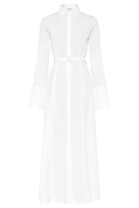Carmina Maxi Shirtdress in White Sea Island Cotton