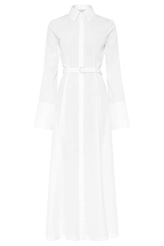 Carmina Maxi Shirtdress in White Sea Island Cotton