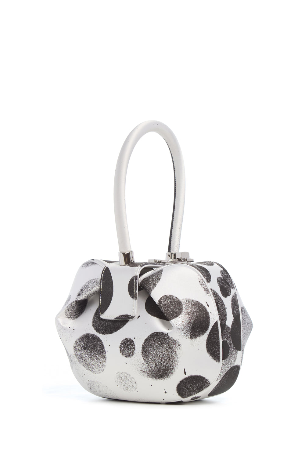 Hand-Painted Satin Nina Bag Abstract Polka Dot Pattern - Front View | Gabriela Hearst