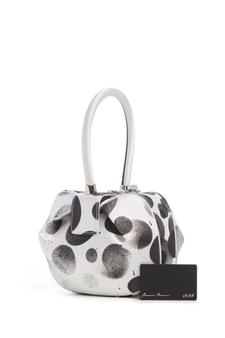 Black White Satin Adam Pendleton Nina Bag - Side View with Authentication Card | Gabriela Hearst
