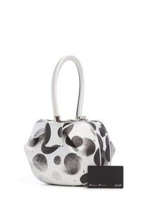 Black White Satin Adam Pendleton Nina Bag - Side View with Authentication Card | Gabriela Hearst