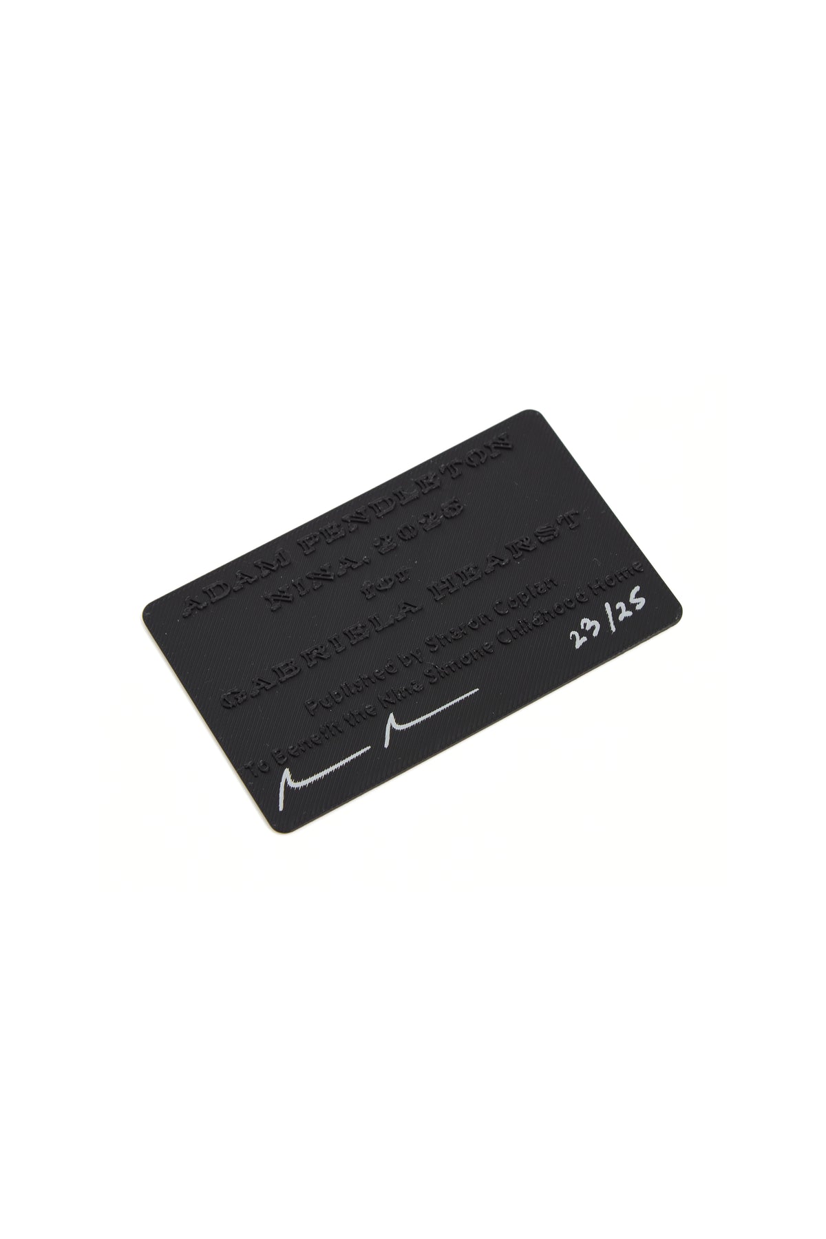 Black Authentication Card Adam Pendleton Collaboration - Artist Signature and Number 23 | Gabriela Hearst