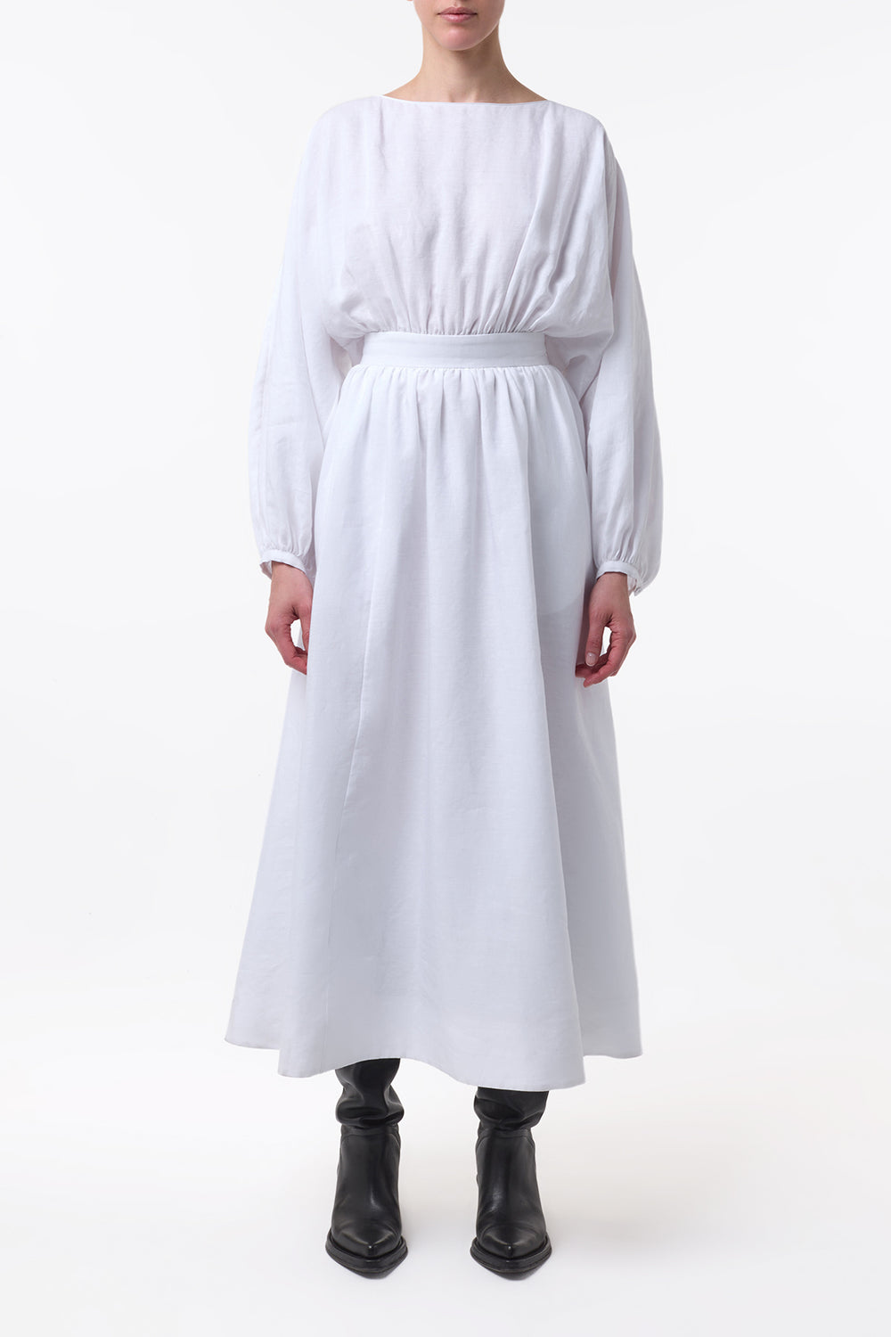 Ahmose Maxi Dress in White Aloe Linen