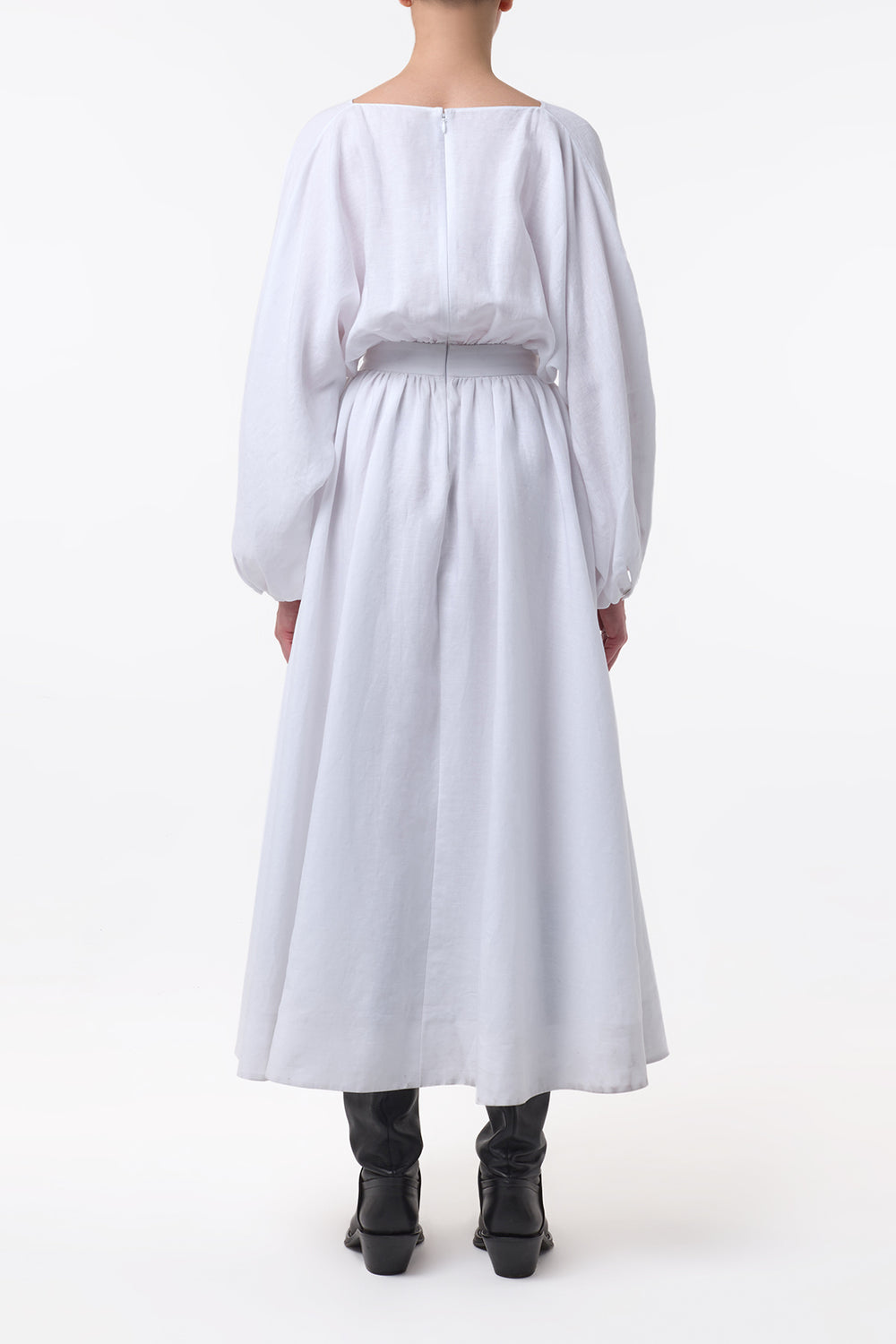 Ahmose Maxi Dress in White Aloe Linen