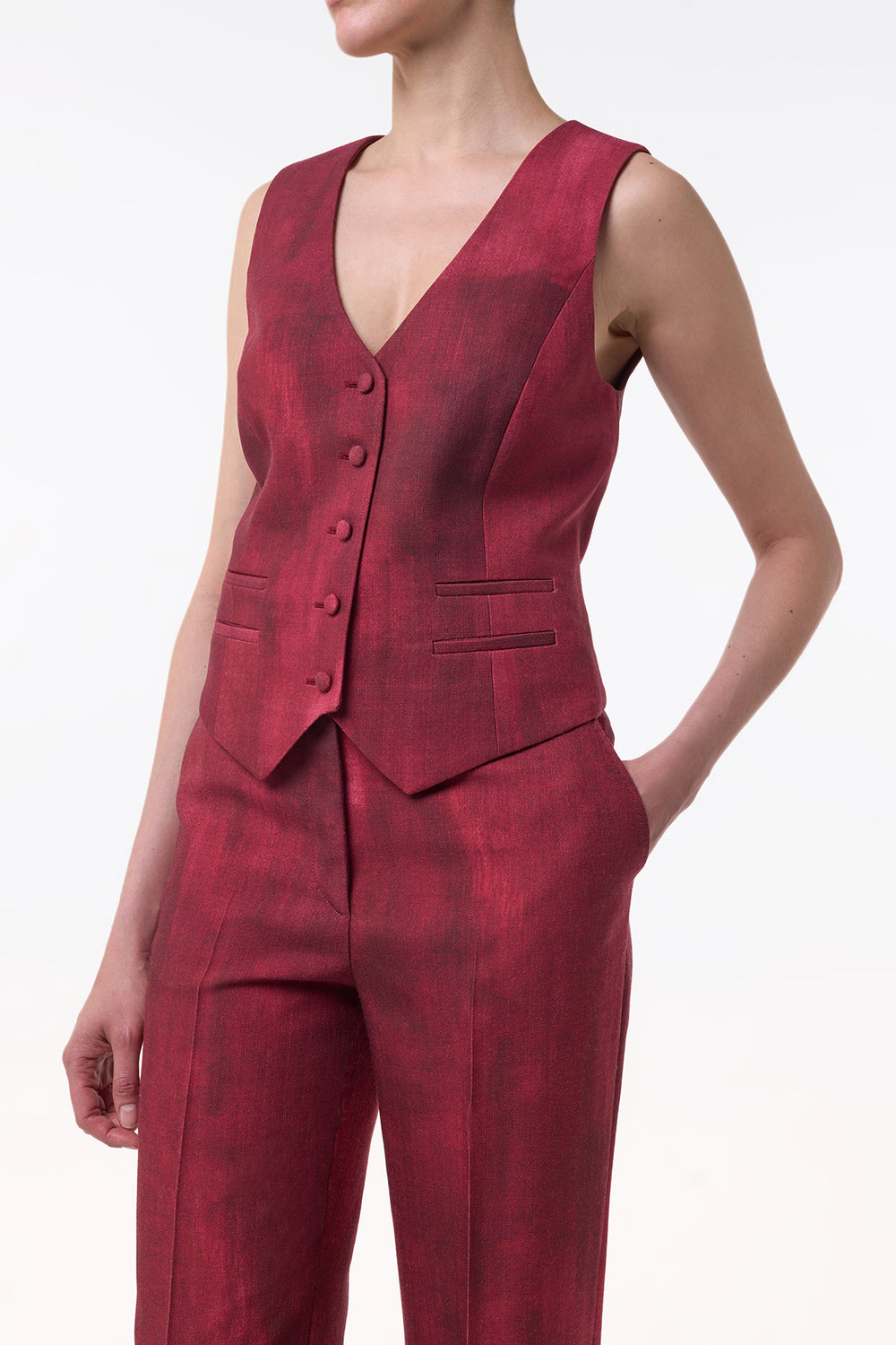 ボルドーバージンウールのベスタフレアパンツ