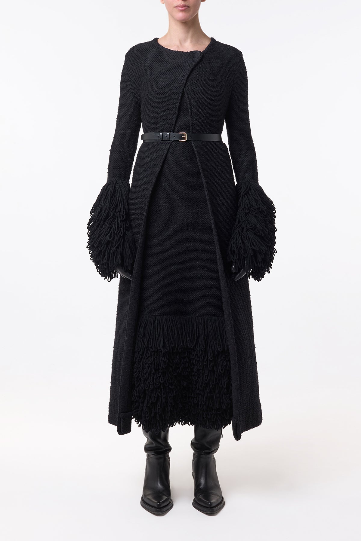 Elete Knit Coat in Black Cashmere Silk