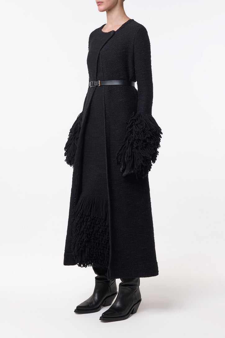 Elete Knit Coat in Black Cashmere Silk