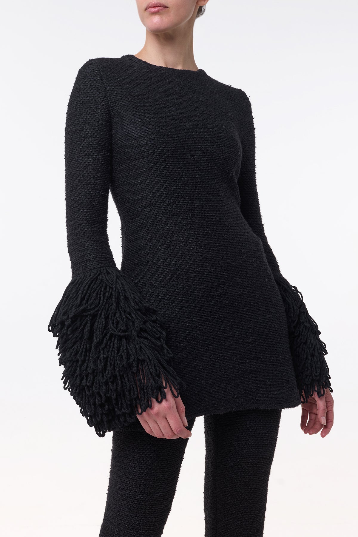 Liam Knit Mini Dress in Black Cashmere Silk