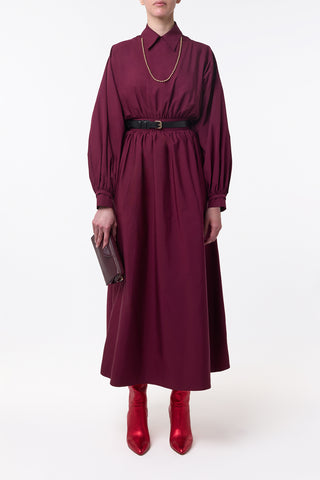 Ahmose Maxi Dress in Bordeaux Sea Island Cotton