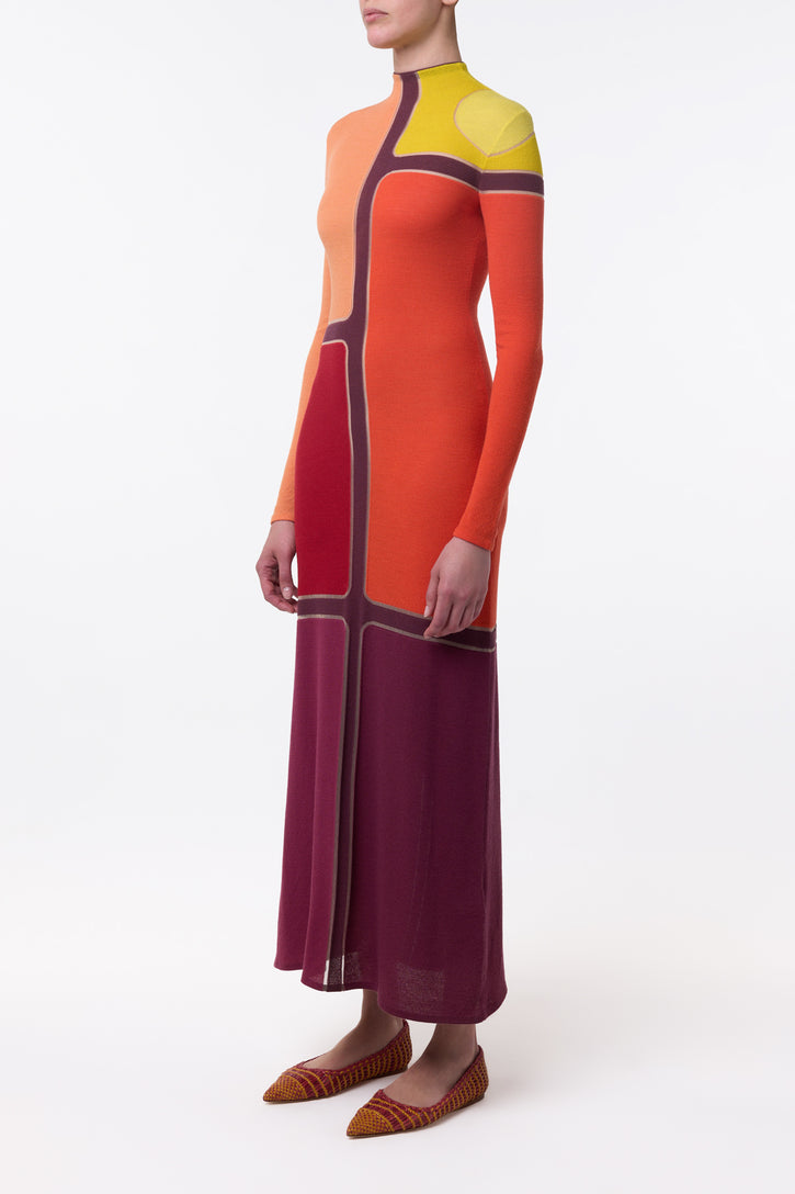 Apollonis Knit Maxi Dress in Multi Merino Wool Cashmere