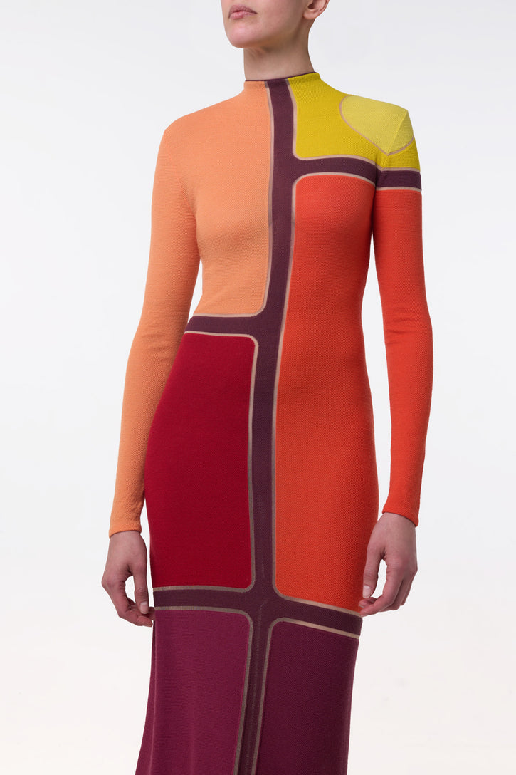 Apollonis Knit Maxi Dress in Multi Merino Wool Cashmere