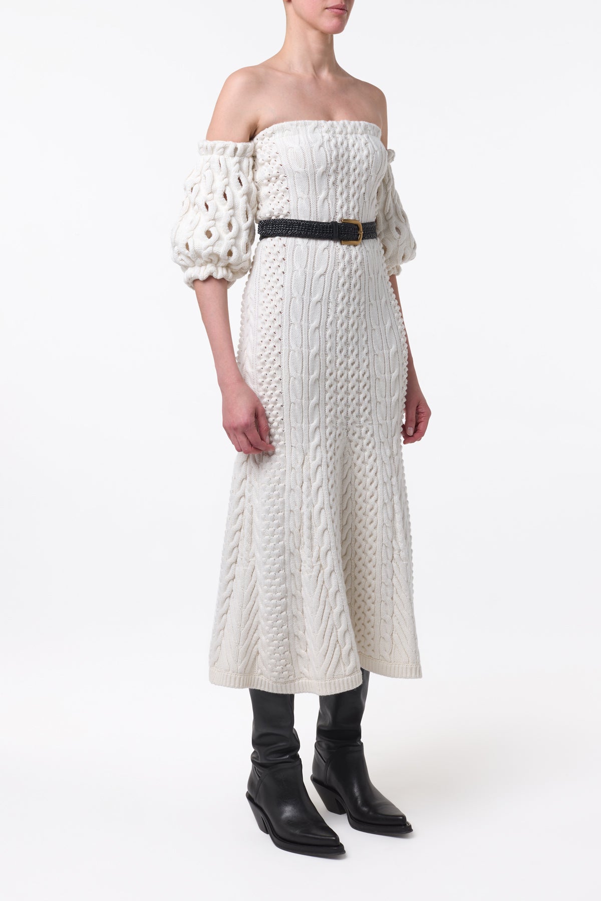 Alastor Knit Maxi Dress in Ivory Wool Cashmere