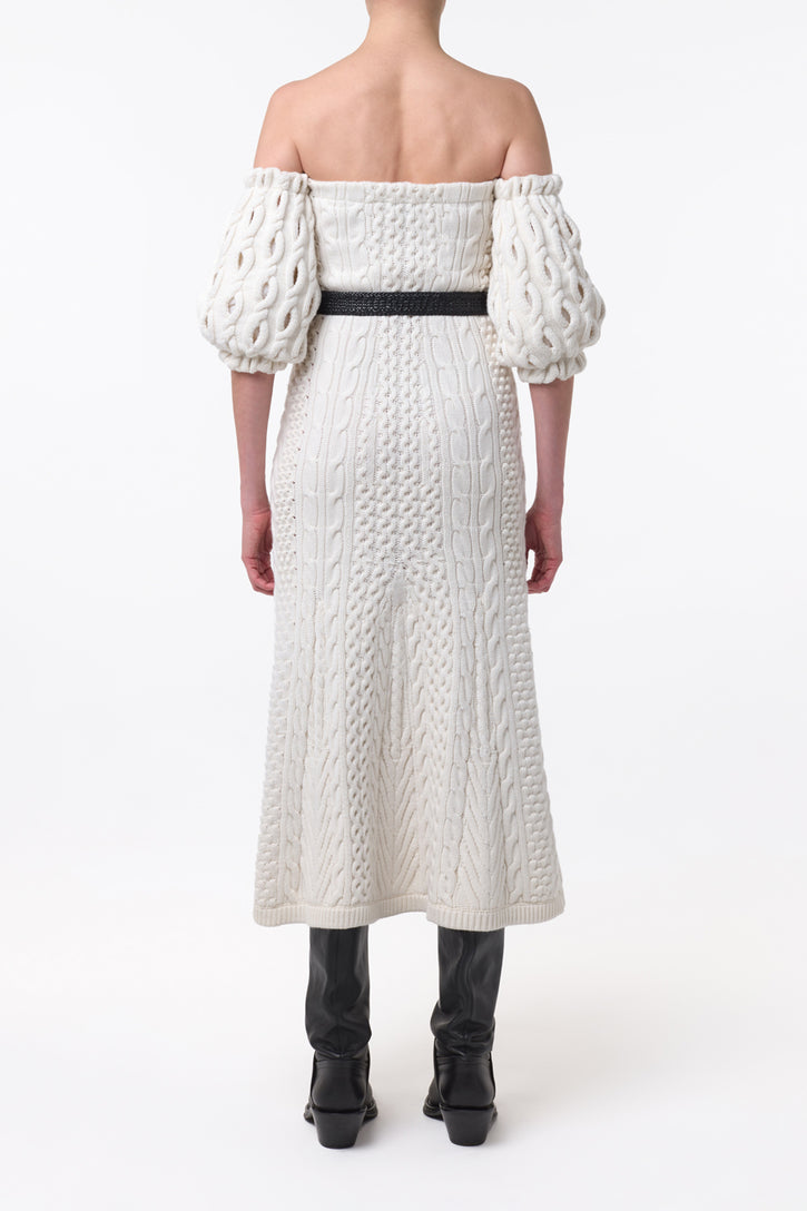 Alastor Knit Maxi Dress in Ivory Wool Cashmere