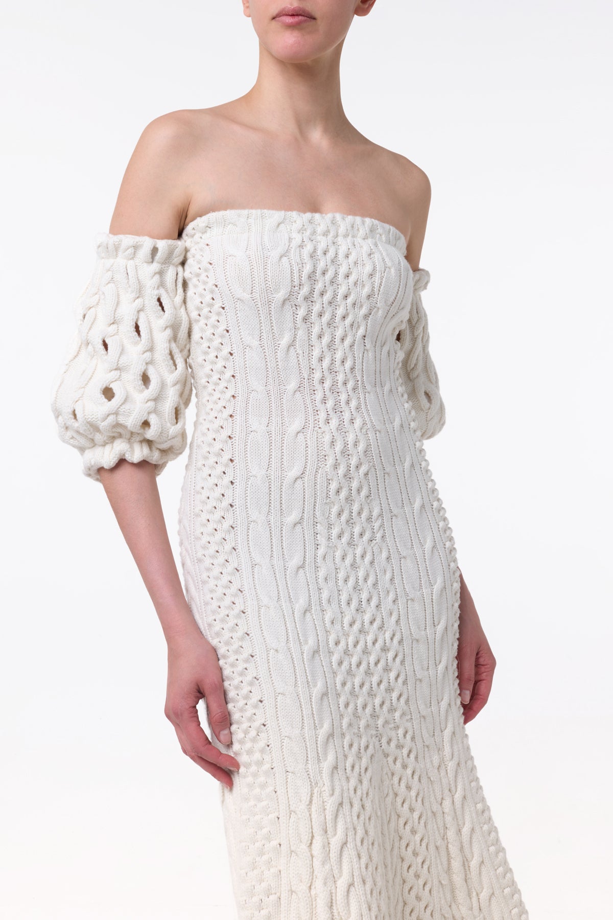 Alastor Knit Maxi Dress in Ivory Wool Cashmere