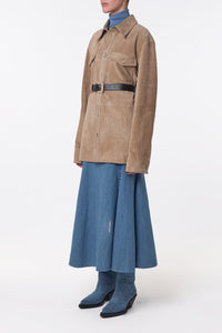 Irene Overshirt in Camel Suede