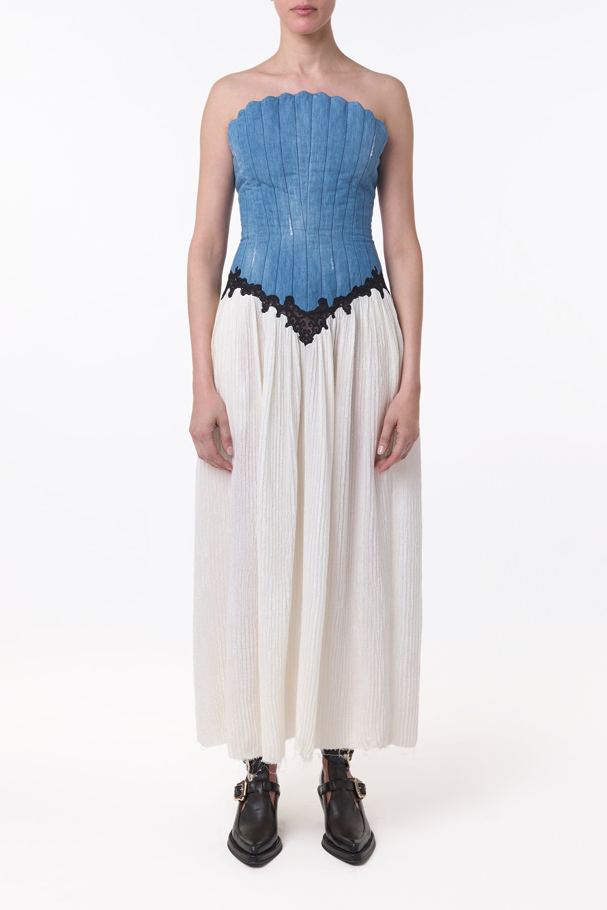 Gabriela Hearst Gleen Strapless Denim Corset Maxi Dress, Women's, 2, Casual & Work Dresses Maxi Dresses