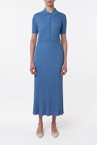 Amor Knit Midi Dress in Sky Cashmere Silk