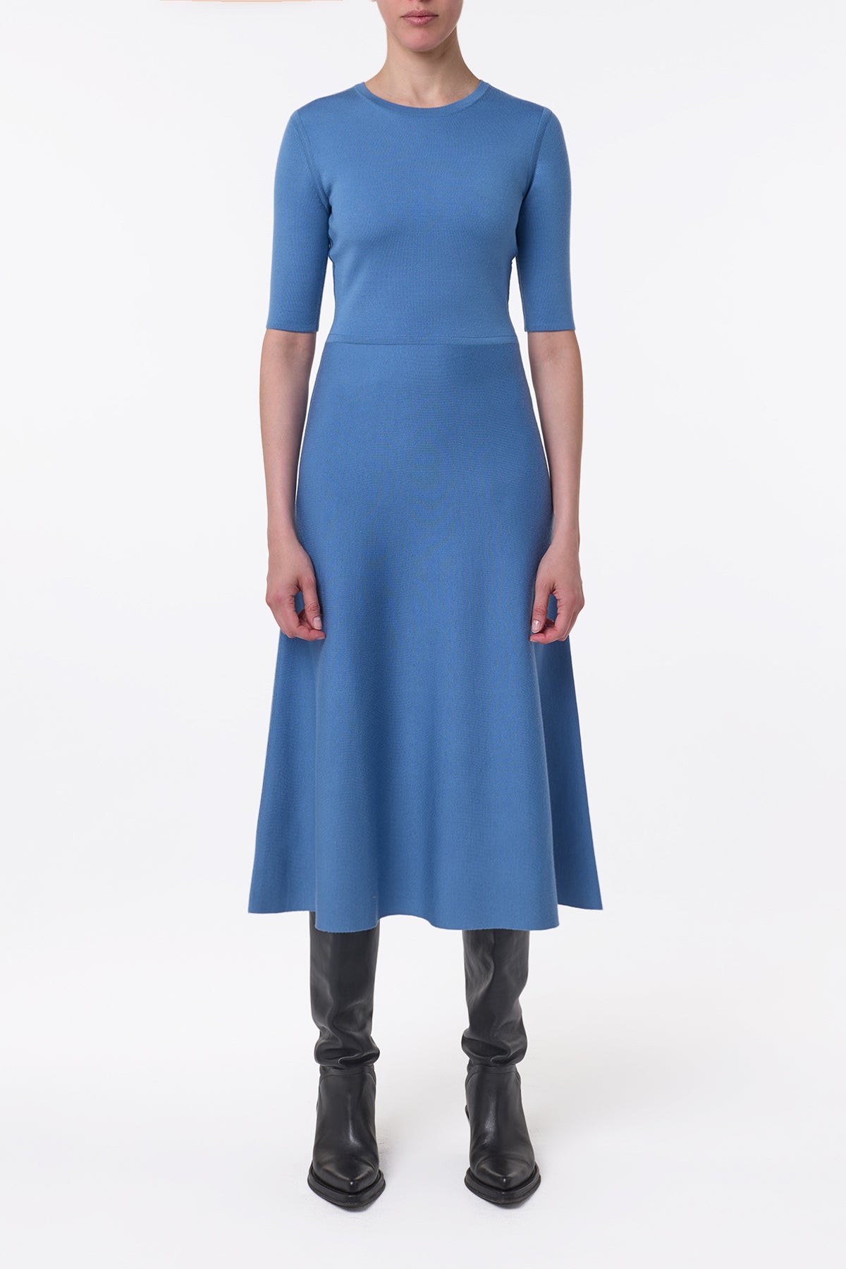 Seymore Knit Midi Dress in Sky Merino Wool Cashmere