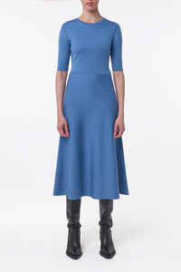 Seymore Knit Midi Dress in Sky Merino Wool Cashmere